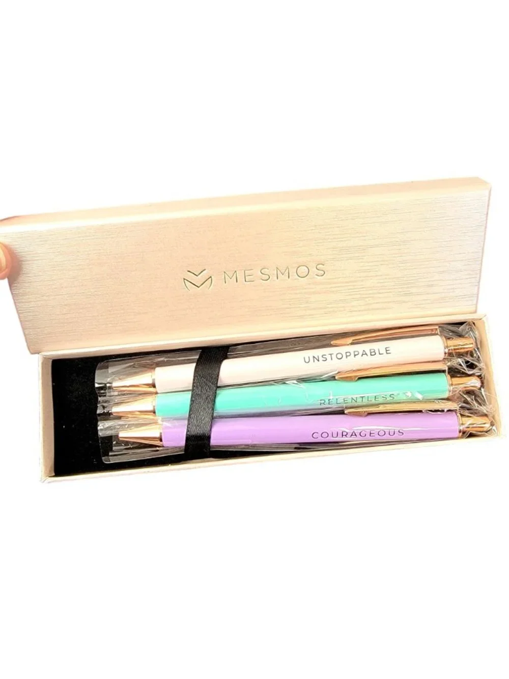 Mesmos Inspire Pen Set Metal Pastel Ballpoint Black Ink Pink Gift New In Box Mom